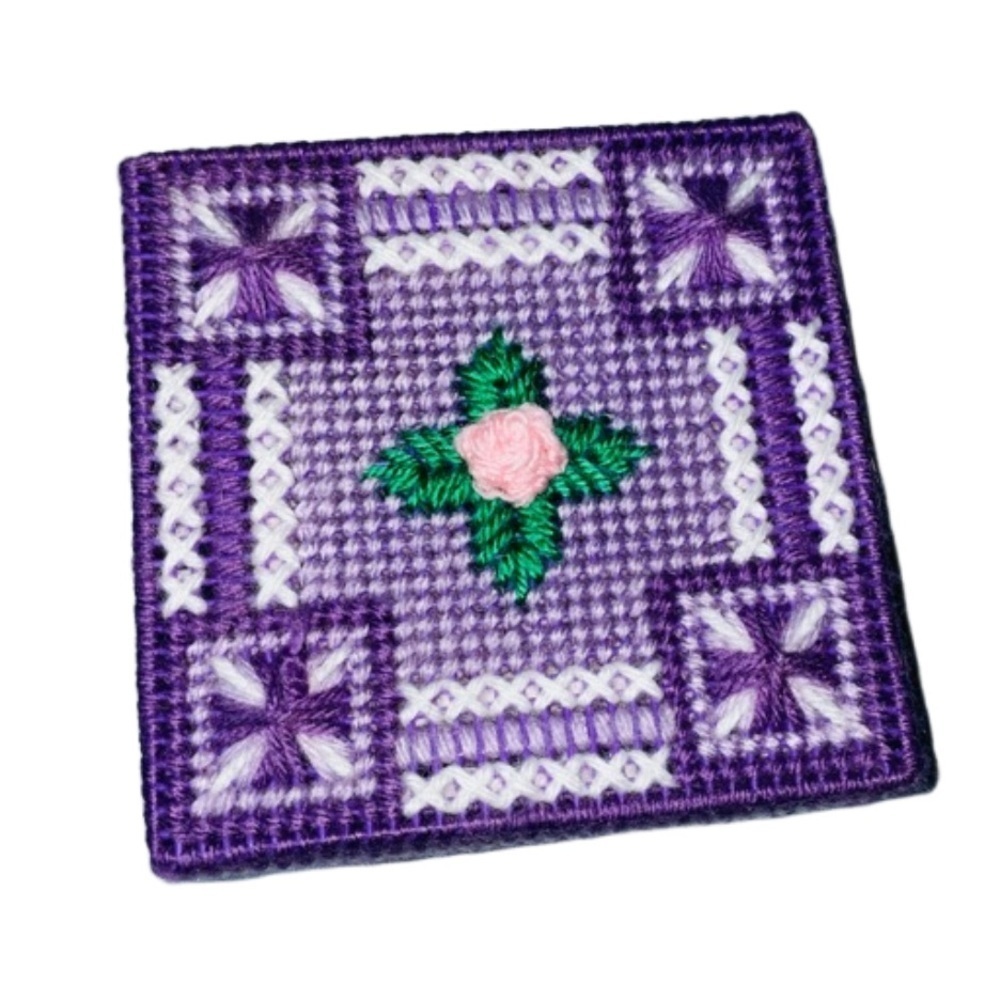 Handmade Charted Needle point  Crochted Granny Squares, Coasters. Knick Knacks
